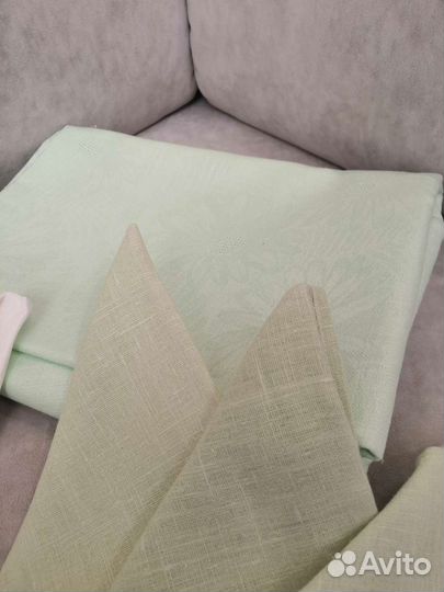 Льняная скатерть, салфетки новые