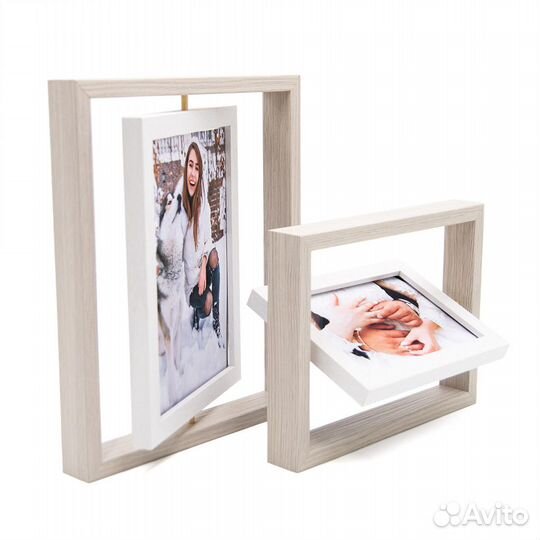 Фоторамка двухсторонняя светло-серая