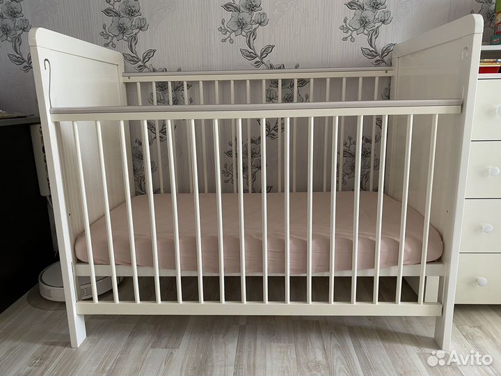 Детская кровать с матрасом Polini kids белая