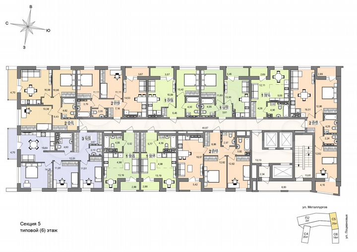 2-к. квартира, 51,2 м², 21/26 эт.