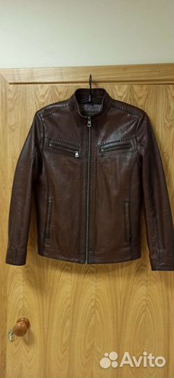 Кожаная куртка мужская, коричневого цвета, новая