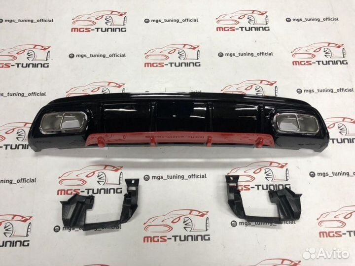 Диффузор хром насадки Мерс А45 AMG красный 15-18