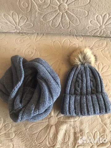 Шапка и снуд,зима,тёплая,мягкая вязка