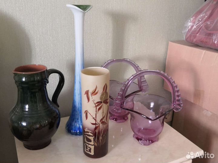 Фруктовницы, вазочки СССР, цветное стекло