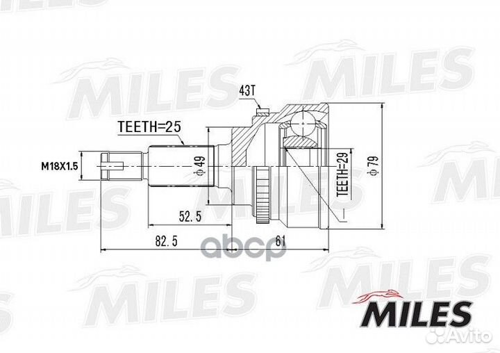 ШРУС suzuki swift 1.3 04- нар.(ABS) ga20442 Miles