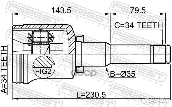 ШРУС внутренний левый 34X35X34 подходит для CHE