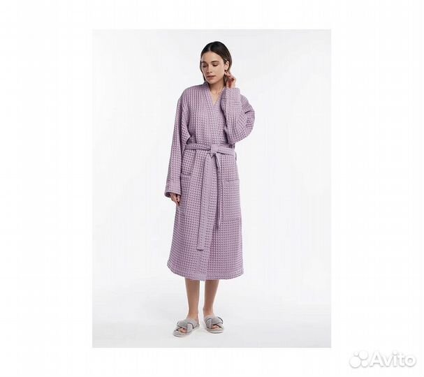 Халат вафельный женский Home One лаванда 56-58