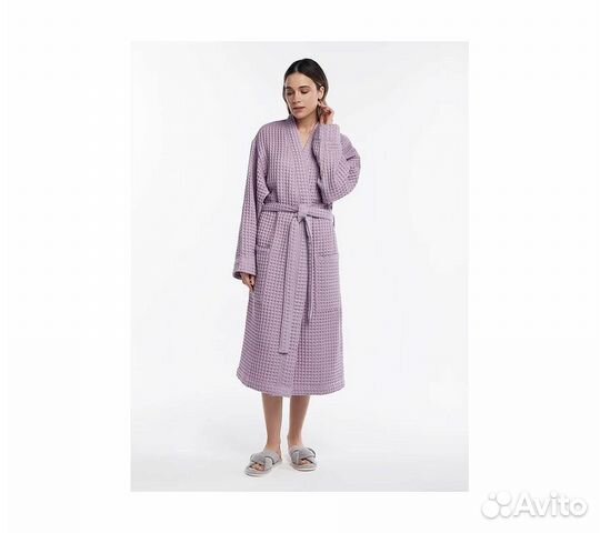Халат вафельный женский Home One лаванда 56-58