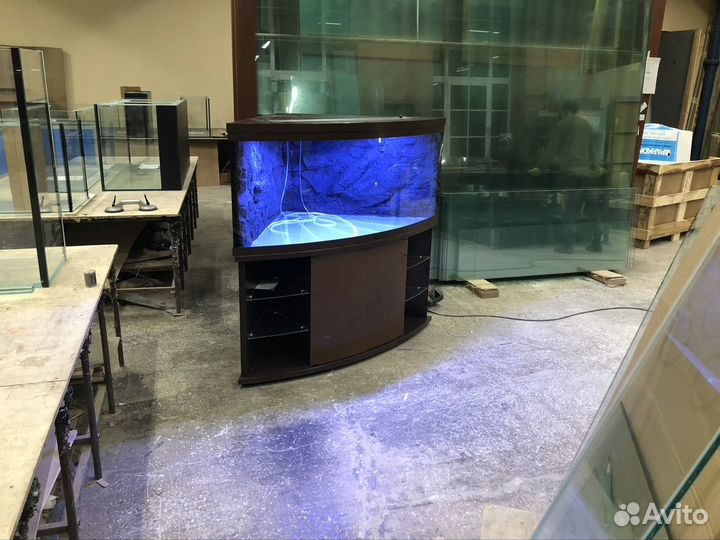 Аквариум угловой 300 литров шоколадный акрил