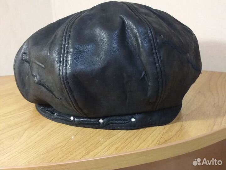 Берет из натуральной кожи, утепленный