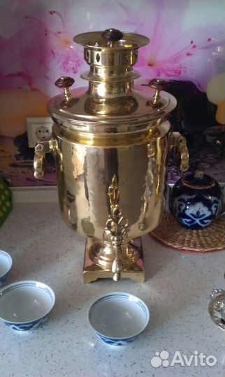 Антикварный комбинированный самовар 5л