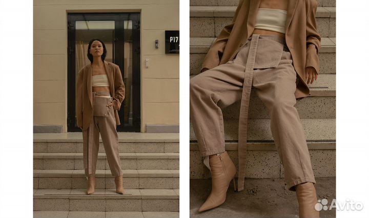 Ushatava комбинезон джинсовый бежевый