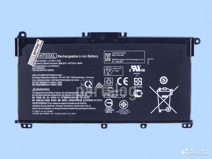 Аккумулятор для HP HT03XL 11.55V 3628mAh 41.9Wh