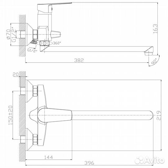 Rossinka S35-33 Смеситель для ванны