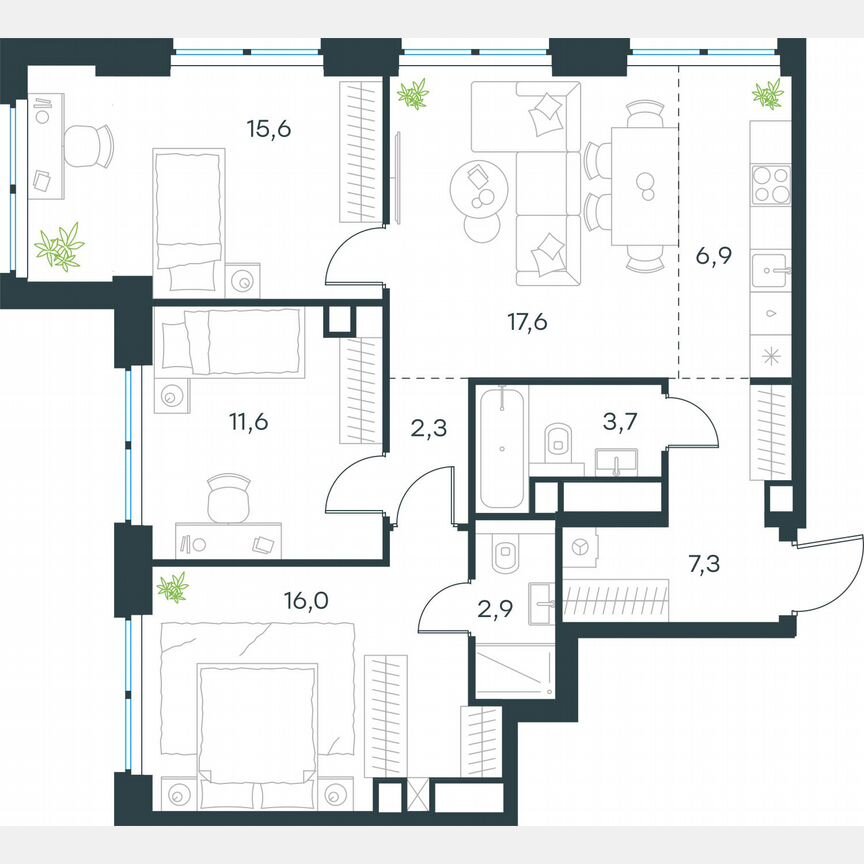 4-к. квартира, 83,9 м², 24/48 эт.