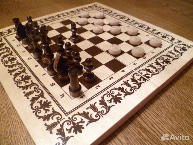 Набор шахматы+ нарды+ шашки из дерева 40х40 см