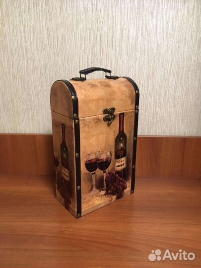 Шкатулка футляр для двух бутылок подарочная