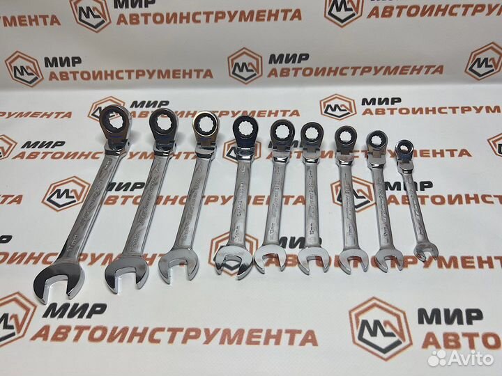 Набор комб трещоточных ключей с подвиж головкой