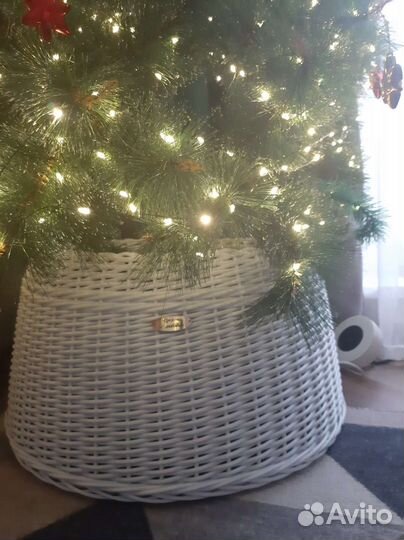 Корзина юбка для ёлки из искусственного ротанга