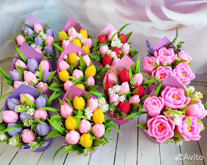 Букет мыльных тюльпанов, ручной работы