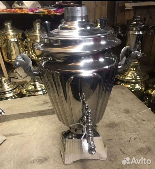 Самовар 7 л Поднос царский латунны с орлами 1882 г