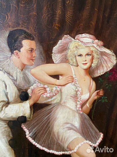 Франция.1920.Холст.Пьеро и танцовщица.Картина