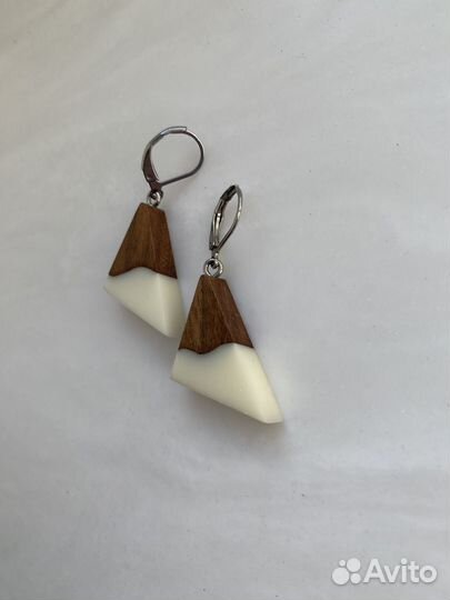 Серьги дерево+акрил