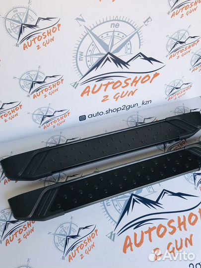 Подножки «Бумер» Нива, пороги нива Урбан (чёрные)