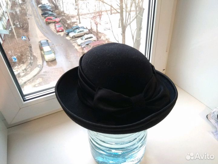 Шляпа женская фетровая черного цвета р.56