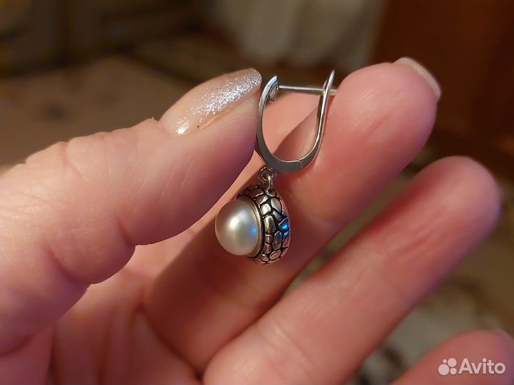 Серебряные серьги с жемчугом