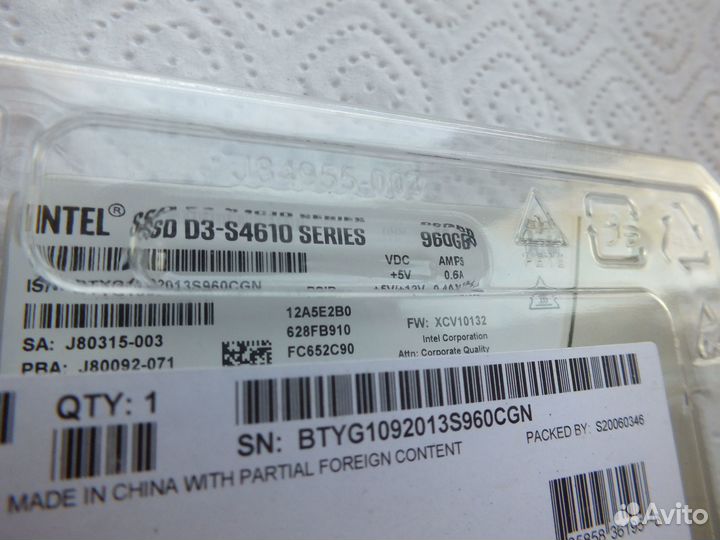 SSD диск intel D3-S4610 960 Гб. OEM Новый