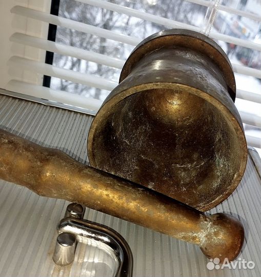 Ступа, ступка с пестиком. Латунь, 3,5 кг