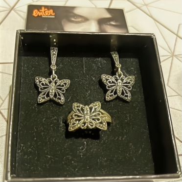 Серебряный комплект серьги и кольцо