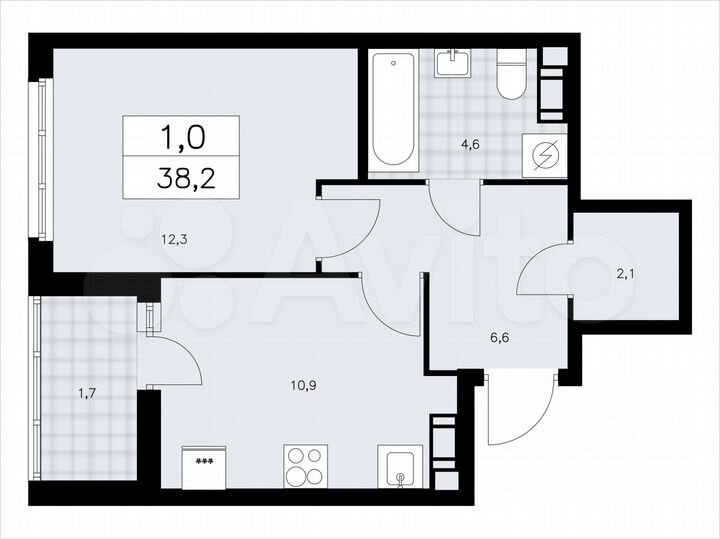 1-к. квартира, 38,2 м², 5/9 эт.