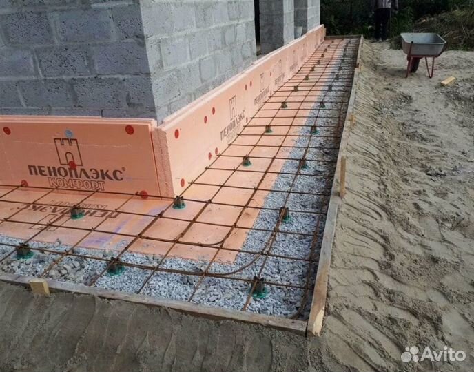 Заливаем отмостки, фундамент, площадки