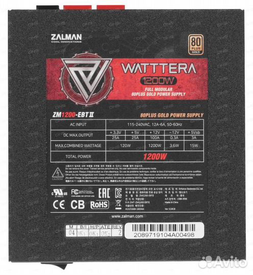 Блок питания zalman Watttera 1200W ZM1200-ebtii