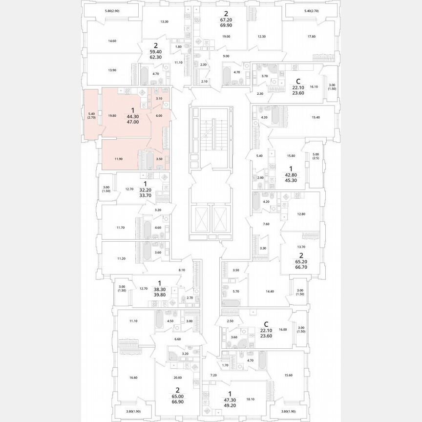 1-к. квартира, 47 м², 13/13 эт.