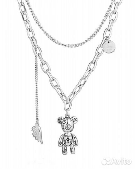 Цепочка двойная с подвеской и кулоном Bear