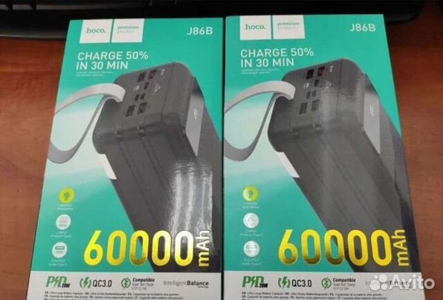 Мощное зарядное устройство 60000 mAh, 22W