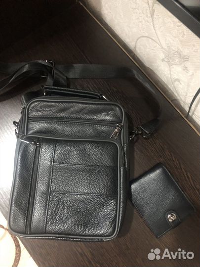 Сумка мужская натуральная кожа через плечо