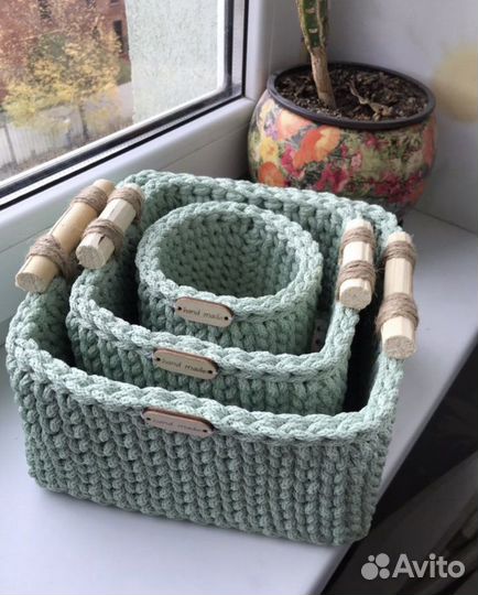 Корзина вязаная ручная работа