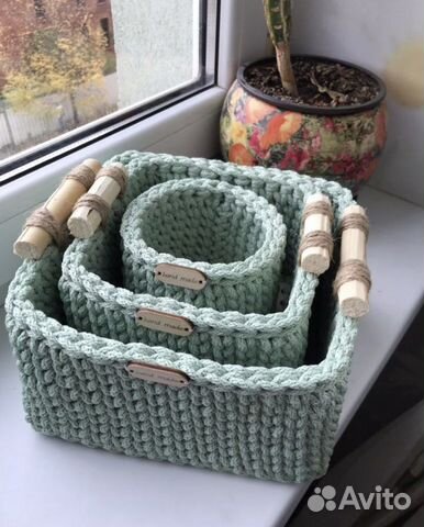 Корзина вязаная ручная работа