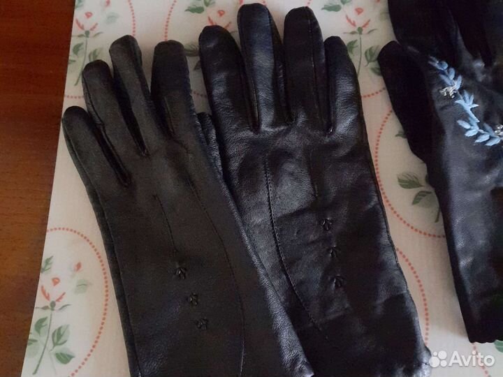 Перчатки женские кожаные