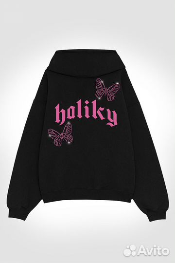 V2 swarovski pink butterflies ZIP hoodie