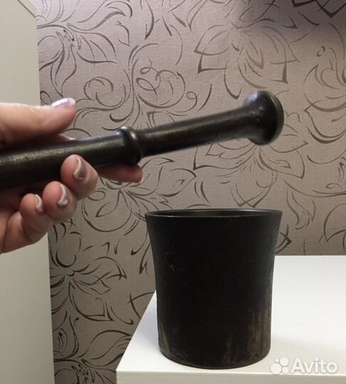 Винтажная Ступка чугунная с пестиком 1920г