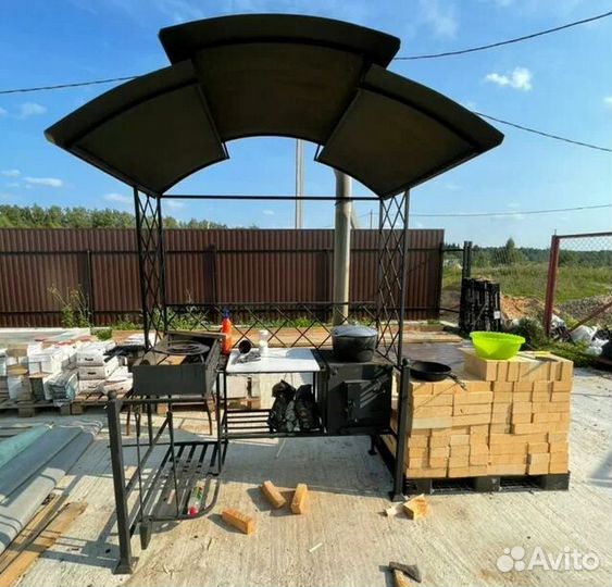 Мангал с печью под казан