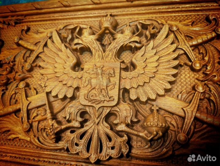 Резное панно Герб РФ