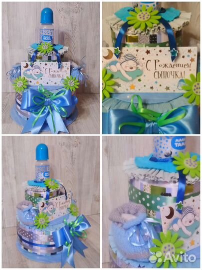 Коляска- торт из памперсов, подарок новорожденному