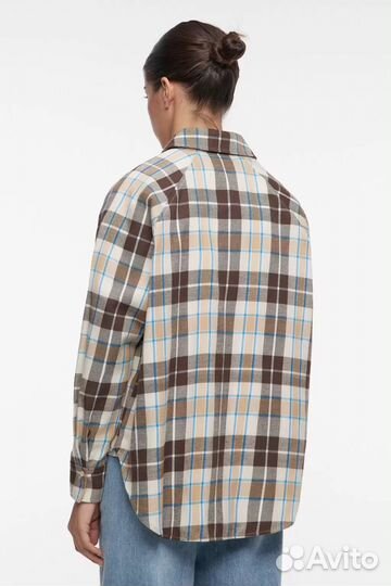 Рубашка в клктку befree s коричневая