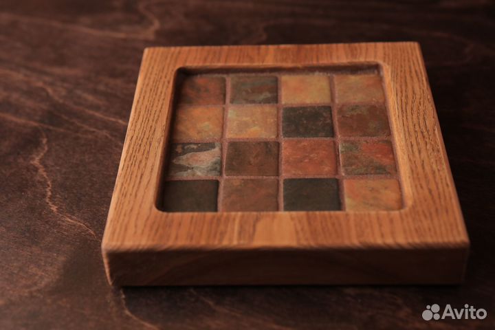 Подсвечники для больших свечей из дерева и мозаики